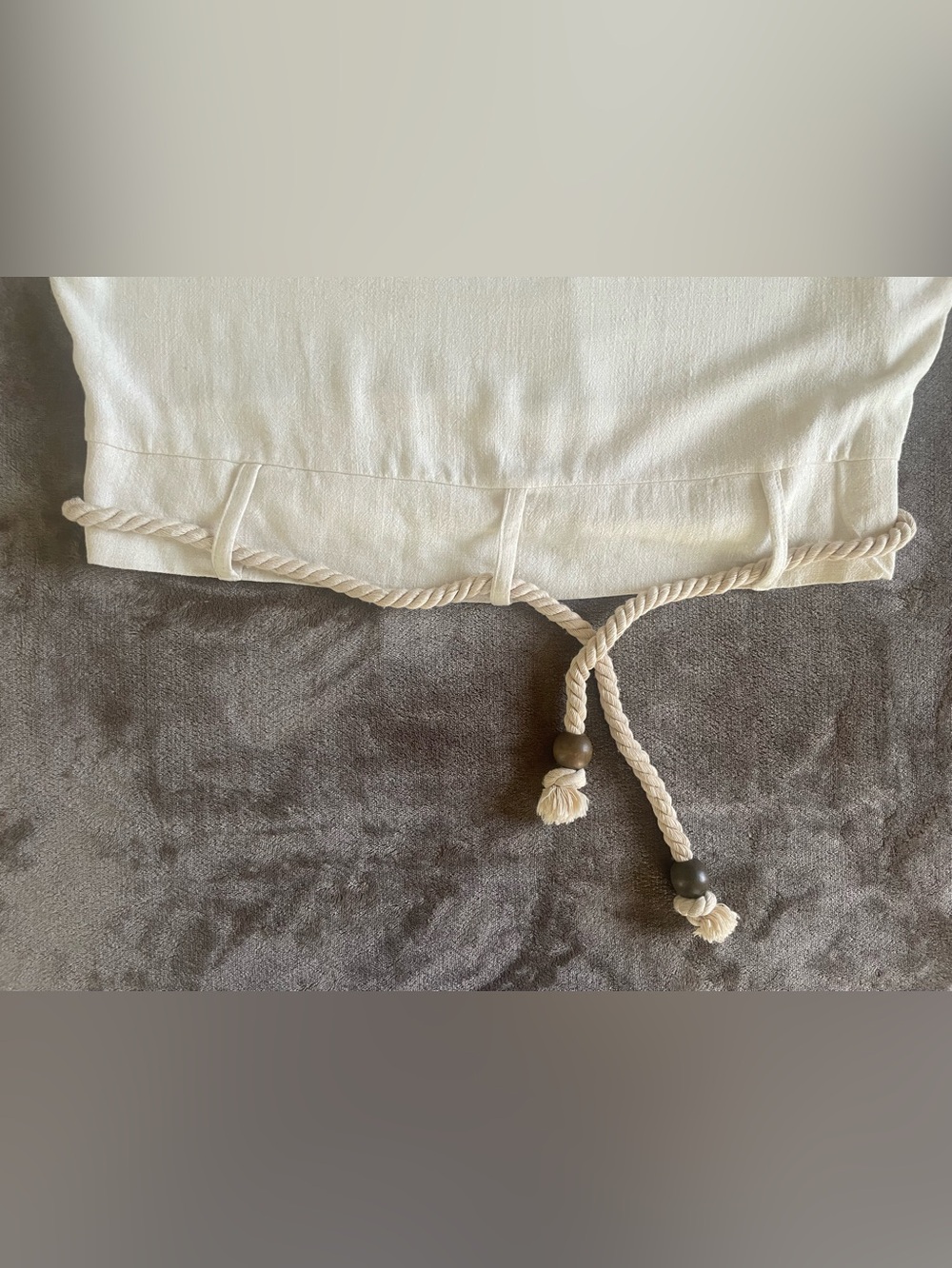 Wassa Linen Blend 2-Piece Set Ivory Off-Shoulder Wide Leg Pants M - Picture 5 of 11